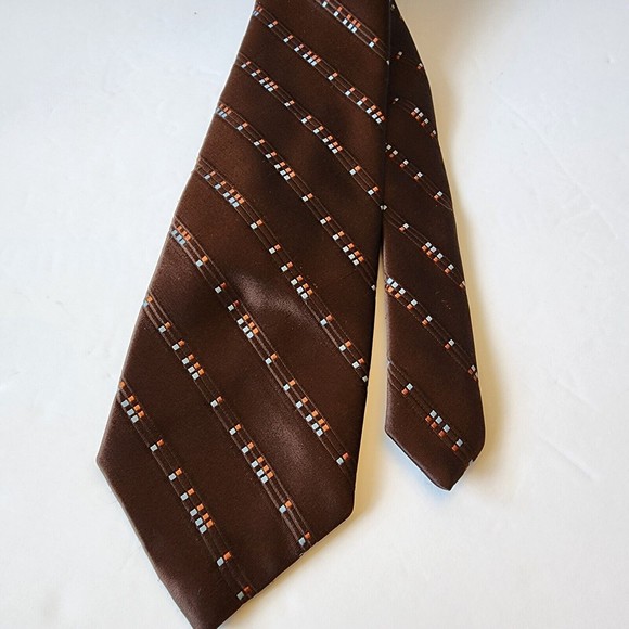 Vintage Christian Dior Brown Orange and Blue Necktie - Picture 5 of 10